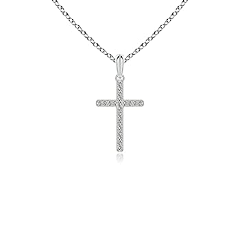 【中古】【輸入品・未使用】ミルグレインエッジ ダイヤモンド ラテンクロス ペンダント ネックレス 14K ホワイトゴールド (0.9mm ダイヤモンド)