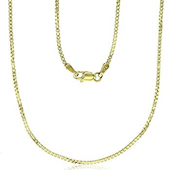 【中古】【輸入品・未使用】14K イエローゴールド 中空 1mm-3mm ボックスチェーン ロブスタークロウクラスプ付き イタリアンゴールドネックレス ゴールドボックスネックレス