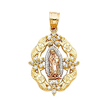 【中古】【インポート品・未当て嵌める】14K 黄色 白いことゴールド キュービックジルコニア 組織宗教 グアダルーペ シャンデリヤ - 余分の物