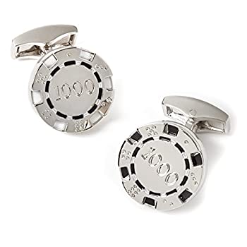 【中古】【インポート品・未当て嵌める】Tateossianロジウムしろがね色Poker chip-rt Cufflink one-size マルチ色つや