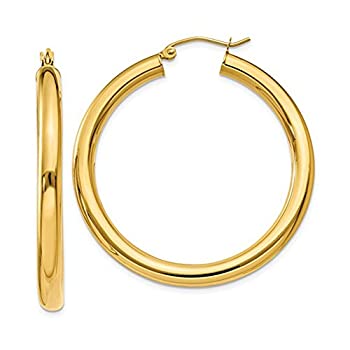 【中古】【輸入品・未使用】ラージ 14K ゴールド 厚手 チューブ フープ イヤリング クリックダウンクラスプ付き (4mm チューブ)|スカイマーケットプラス