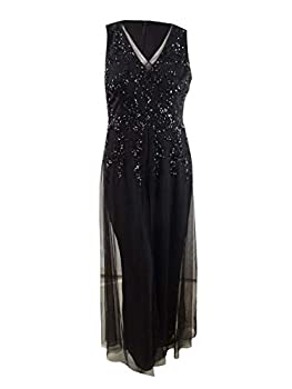 【中古】【インポート品・未当て嵌める】Adrianna Papell レディース ビーズ付き添い人 ジョーゼット 飛び降りる背広 US 大きさ: 8 色つや: 黒いこと
