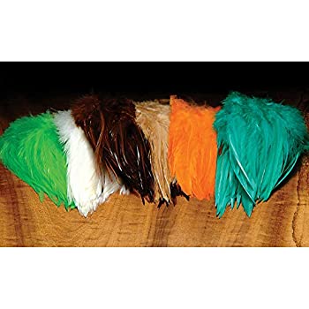 【中古】【輸入品・未使用】Hareline 5-7インチ 白色を色染めして束ねた鶏の細長い羽。