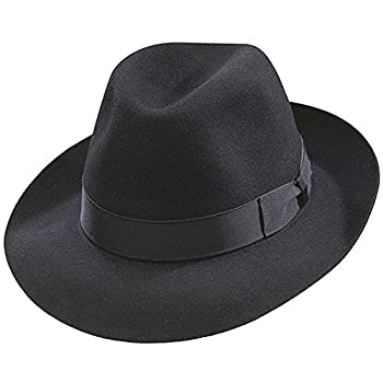 【中古】【インポート品・未当て嵌める】Borsalino Classico 毛革フェルト ホンブルグ帽 US 大きさ: 57 色つや: 黒いこと