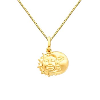 【中古】【インポート品・未当てはめる】14?K黄味がかったゴールドお日さま\u0026お月さまシャンデリヤwith 0.8?MMボックスリンクチェーンネックレス