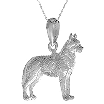 【中古】【輸入品・未使用】925スターリングシルバー犬ネックレスチャームペンダント18インチチェーン、3d Siberian Husky Textured