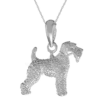 【中古】【インポート品・未当て嵌める】925スターリングしろがね色犬ネックレスチャームペンダント18inチェーン店、3d Welsh Terrier Textured