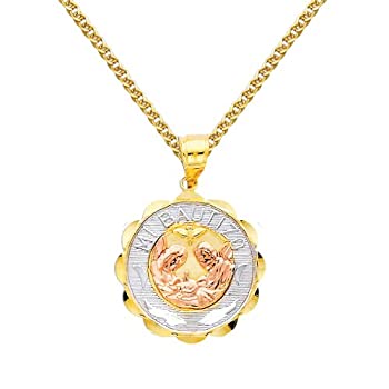 【中古】【輸入品・未使用】14K 3色 ゴールド 宗教 洗礼 ペンダント 1.5mm フラット オープン ウィート チェーン ネックレス ゴールド