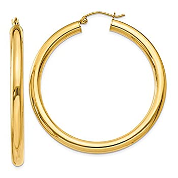 【中古】【輸入品・未使用】ラージ 14K ゴールド 厚手 チューブ フープ イヤリング クリックダウンクラスプ付き (4mm チューブ)|スカイマーケットプラス