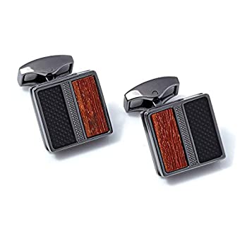 【中古】【インポート品・未当て嵌める】カフスリンク タトシアンエナメルと木製 黒いこと