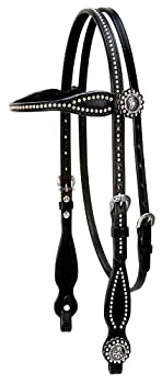 【中古】【輸入品・未使用】Weaver Back inブラックBrowband Headstall w/ニッケル真鍮Spots