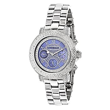 【中古】【輸入品・未使用】Luxurman Ladies Diamond Watch 0.30?CTブルーMop