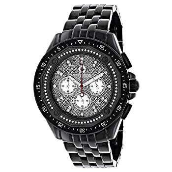 【中古】【インポート品・未当て嵌める】メンズブラックダイヤモンドウオッチクロノグラフ0.55?CT Centorum