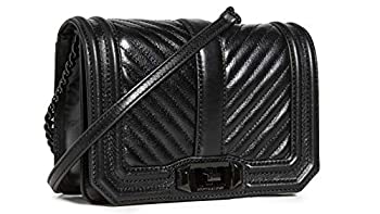 【中古】【輸入品・未使用】Rebecca Minkoff Women's Small Love Quilted Chevron Crossbody Leather Cross Body Bag - Black