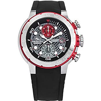 【中古】【インポート品・未当て嵌める】Strumento Marino Saint Tropez クロノグラフダイブウォッチ 薄墨色/赤いこと文字盤 黒いことダンス楽隊