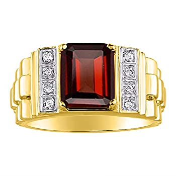 【中古】【輸入品・未使用】RYLOS メンズリング エメラルドカットシェイプ宝石 本物の輝くダイヤモンド 14Kイエローゴールドメッキシルバー 925-10X8MM ブルートパーズ ガネ｜スカイマーケットプラス