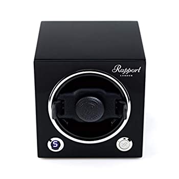 【中古】【インポート品・未当て嵌める】シングルウォッチワインダー ? RAPPORT London Evo キューブウォッチワインダー ? 磨き上げるされたモダンウォッチ 森閑としたな原動機付き添い人 黒いこと