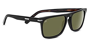 【中古】【インポート品・未当て嵌める】SERENGETI CARLO LARGE SUNGLASSES (SHINY BLACK/DARK TORTOISE FRAME POLARIZED 555NM LENS)