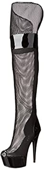 【中古】【インポート品・未当て嵌める】6%ﾀﾞﾌﾞﾙｸｫｰﾃ% Peep Toe Thigh High Mesh Boot