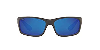 【中古】【インポート品・未当てはめる】Costa Del Mar 成人男性用ホセ偏光矩形黒眼鏡、つや消し薄墨色/青碧銀鏡偏光-580P、62粍