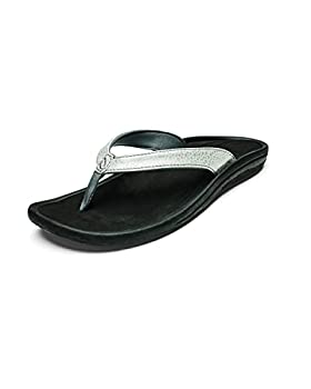 【中古】【インポート品・未当て嵌める】OluKai Womens Silver/Black Kulapa Kai Sandal - 5 B(M) US