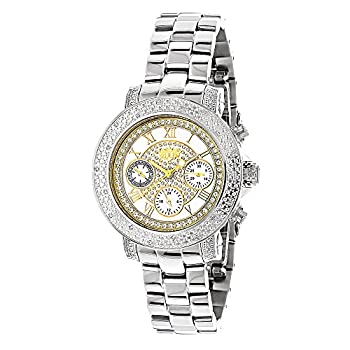【中古】【輸入品・未使用】Luxurman Ladies Diamond Watch 0.3?CT Two Tone