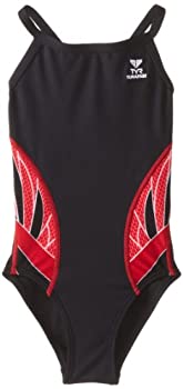 【中古】【輸入品・未使用】(22%ｶﾝﾏ% Black/Red) - TYR SPORT Girl's Phoenix Splice Diamondfit Swimsuit