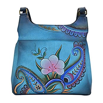 【中古】【輸入品・未使用】ANUSCHKA レディース Anna By Anuschka%ｶﾝﾏ% Handpainted Leather Medium Hobo%ｶﾝﾏ% Denim Paisley Floral カラー: ブルー