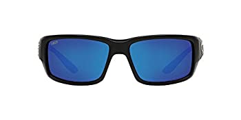 【中古】【インポート品・未当て嵌める】Costa Del Mar TF11OBMP ファンタイルメンズブラックフレームブルーミラー580P水晶体矩形偏光黒眼鏡