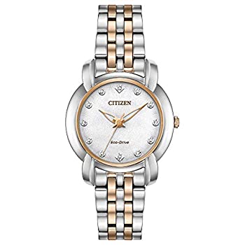 【中古】【インポート品・未当て嵌める】Citizen Women\u0027s Jolie Diamond 30粍 Two Tone Steel Bracelet Steel Case Eco-Drive Analog Watch EM0716-58A