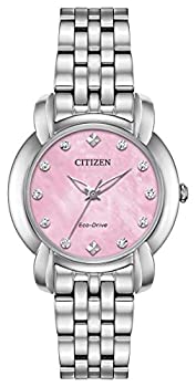 【中古】【インポート品・未当て嵌める】CITIZEN シチズン EM0710-54Y JOLIE ECO-DRIVE SILVER/PINK MOTHER OF PEARL DIAMONDS STAINLESS LADIES エコ・運転 さくら色・しろがね色 ステ