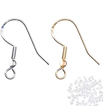 【中古】【輸入品・未使用】PASNOWFU 925 スターリング イヤリング フック 40個 ジュエリー製作 DIY 低刺激性 イヤリング 40個 イヤリングバック (20シルバー/20ゴールド)