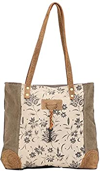 【中古】【インポート品・未当て嵌める】Myra Bag ユニークキー 引き上げる循環過程 帆布\u0026カウハイドトートバッグ S-1522 赤銅色