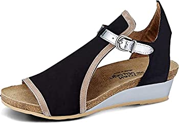 【中古】【輸入品・未使用】Naot Footwear レディース Fiona ウェッジサンダル%ｶﾝﾏ% ブラックベルベット ヌバック/カーキベージュLthr/シルバーミラーLthr%ｶﾝﾏ% 7