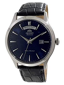 【中古】【インポート品・未当て嵌める】Orient EV0V003D 古典派音楽 機械類式 今日的 ワイドデイ 青碧文字盤 レザーウォッチ