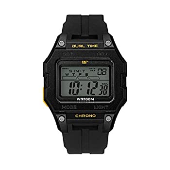 【中古】【インポート品・未当て嵌める】CAT Digi Square メンズウオッチ 44粍入れもの ABS入れもの PU同盟罷業一回り 黒いこと文字盤 判定基準 しろがね色