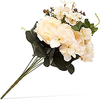【中古】【輸入品・未使用】Juvale アイボリー 造花 シルク 牡丹 ブーケ 茎付き ウェディングの装飾やクラフトに