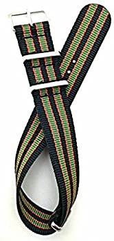 【中古】【輸入品・未使用】20?mm Natoスタイル、ナイロンファブリック時計ストラップ???ブラック/レッド/グリーン