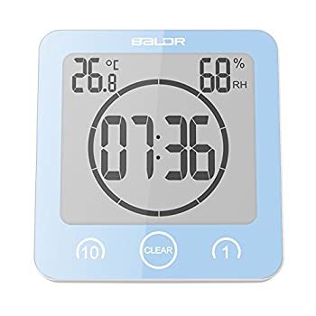 【中古】【インポート品・未当て嵌める】(Blue) - BALDR New Design LCD Waterproof Timer Shower Clock Bathroom Clock Wall Mounted%ｶﾝﾏ% Displays Time%ｶﾝﾏ% Temperature%ｶﾝﾏ% and In