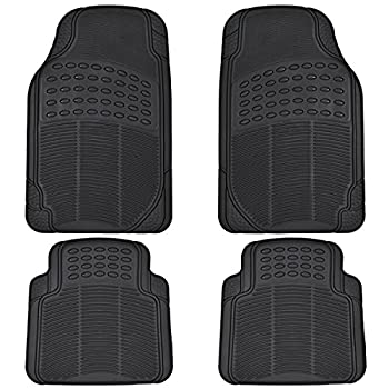 【中古】【輸入品・未使用】BDK 全天候型ゴム製フロアマット 乗用車 SUV トラック用 ? 4点セット (フロント&リア) トリミング可能 高耐久保護(ブラック) (MT-654-BK_aces)|スカイマーケットプラス