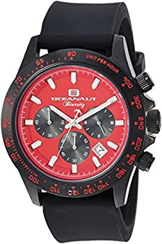 【中古】【インポート品・未当て嵌める】Oceanaut メンズ ビアリッツ」クォーツステンレススチール＆ラバーカジュアルウォッチ、色合い：黒いこと（型番：Oc6115R） 赤