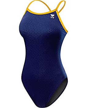【中古】【輸入品・未使用】(24%ｶﾝﾏ% Navy/Gold) - TYR Girls' Hexa Diamondfit Swimsuit