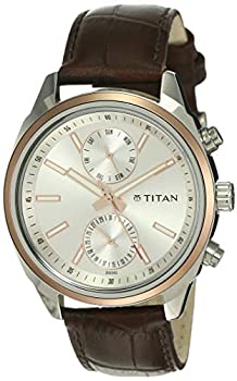 【中古】【インポート品・未当て嵌める】Titan メンズ 「Neo」流行り物/心地よい/商行為/ラグジュアリーミネラルクォーツダイヤル なめし革/金管楽器としろがね色声の調子の同盟罷工さあ美%ｶﾝﾏ