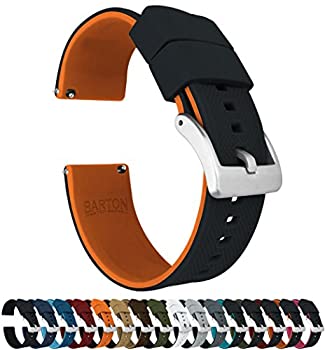 【中古】【輸入品・未使用】BARTON WATCH BANDS - エリート シリコン 腕時計用 バンド ブラック/パンプキンオレンジ - クイック リリース - ストラップのカラー＆幅 選択可
