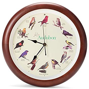 【中古】【輸入品・未使用】Mark Feldstein Audubon シングバード壁掛け時計、チェリー仕上げ木製フレーム 13インチ