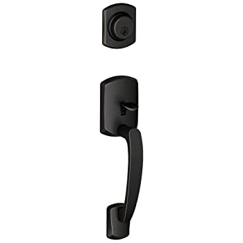 【中古】【輸入品・未使用】Schlage f58?GRW 619?Greenwich Exteriorの半分Handlesetレバー、サテンニッケル(Exterior半分のみ)