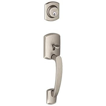 【中古】【輸入品・未使用】Schlage F92 GRW 619 グリニッジ エクステリア ダミー ハンドルセット レバー サテンニッケル｜スカイマーケットプラス