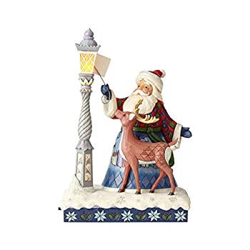 【中古】【輸入品・未使用】Enesco Jim Shore ハートウッドクリークサンタ 照明付きランプスト作 11インチ 置物|スカイマーケットプラス