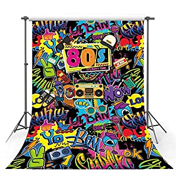 【中古】【輸入品・未使用】MEHOFOTO ヒップホップ80年代テーマ 大人用誕生日パーティーデコレーションバナー フォトスタジオブース背景 レトログラフィティディスコポート|スカイマーケットプラス