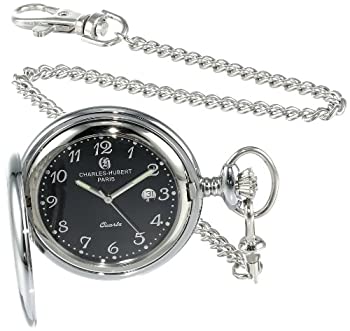 【中古】【インポート品・未当て嵌める】Charles-Hubert- Paris Stainless Steel Quartz Hunter Case Pocket Watch #3599-B